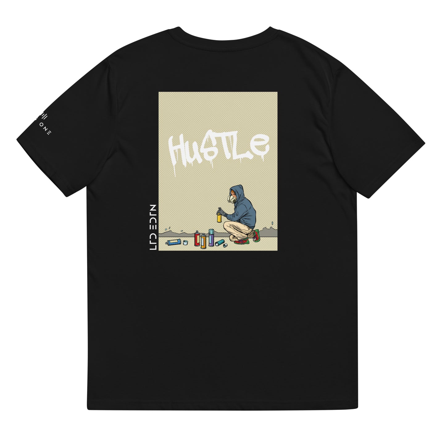 Hustle (v9) Unisex organic cotton t-shirt (White Text)