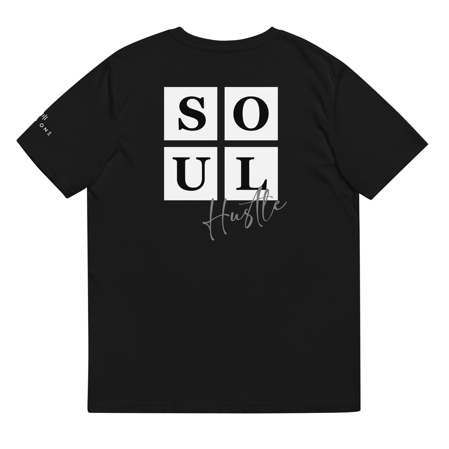 Hustle (v7) Unisex organic cotton t-shirt (White Text)