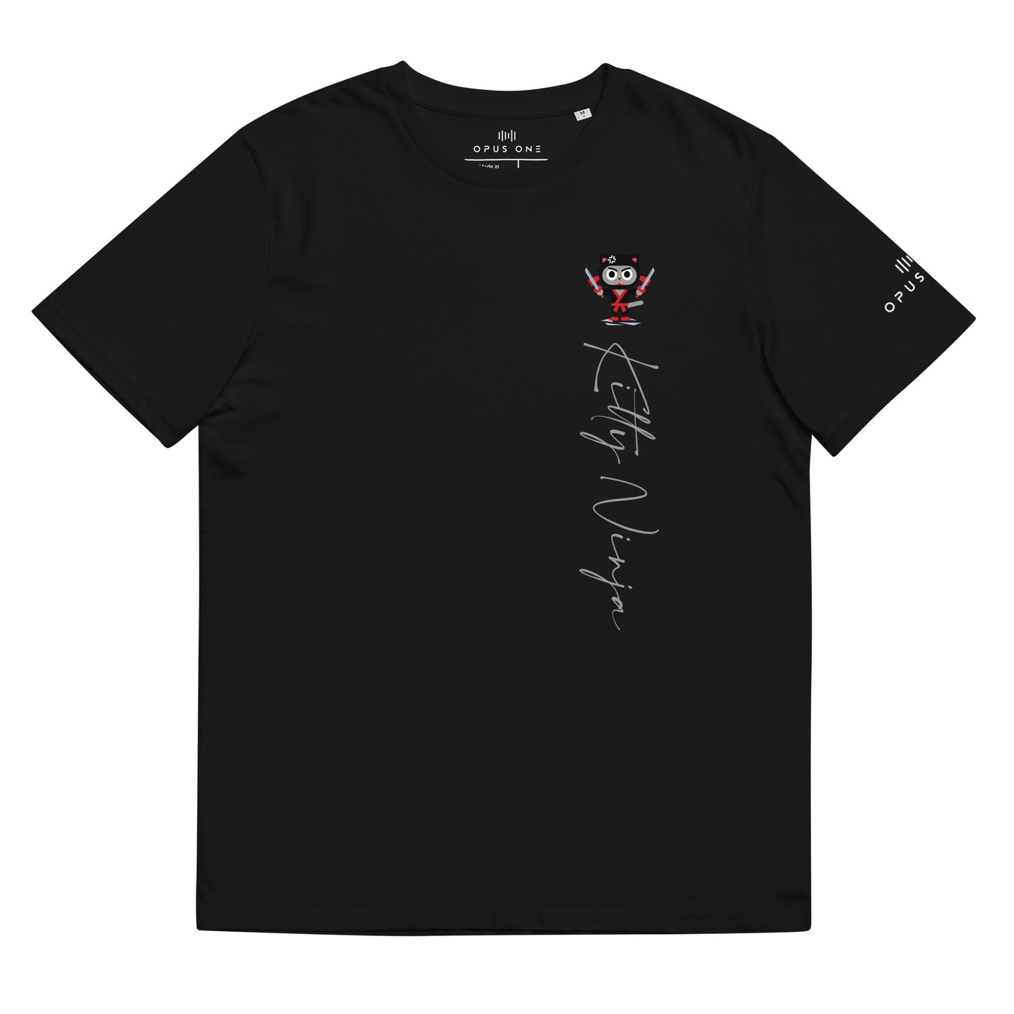 Ltd (Kitty Ninja v2) Unisex organic cotton t-shirt (White Text)