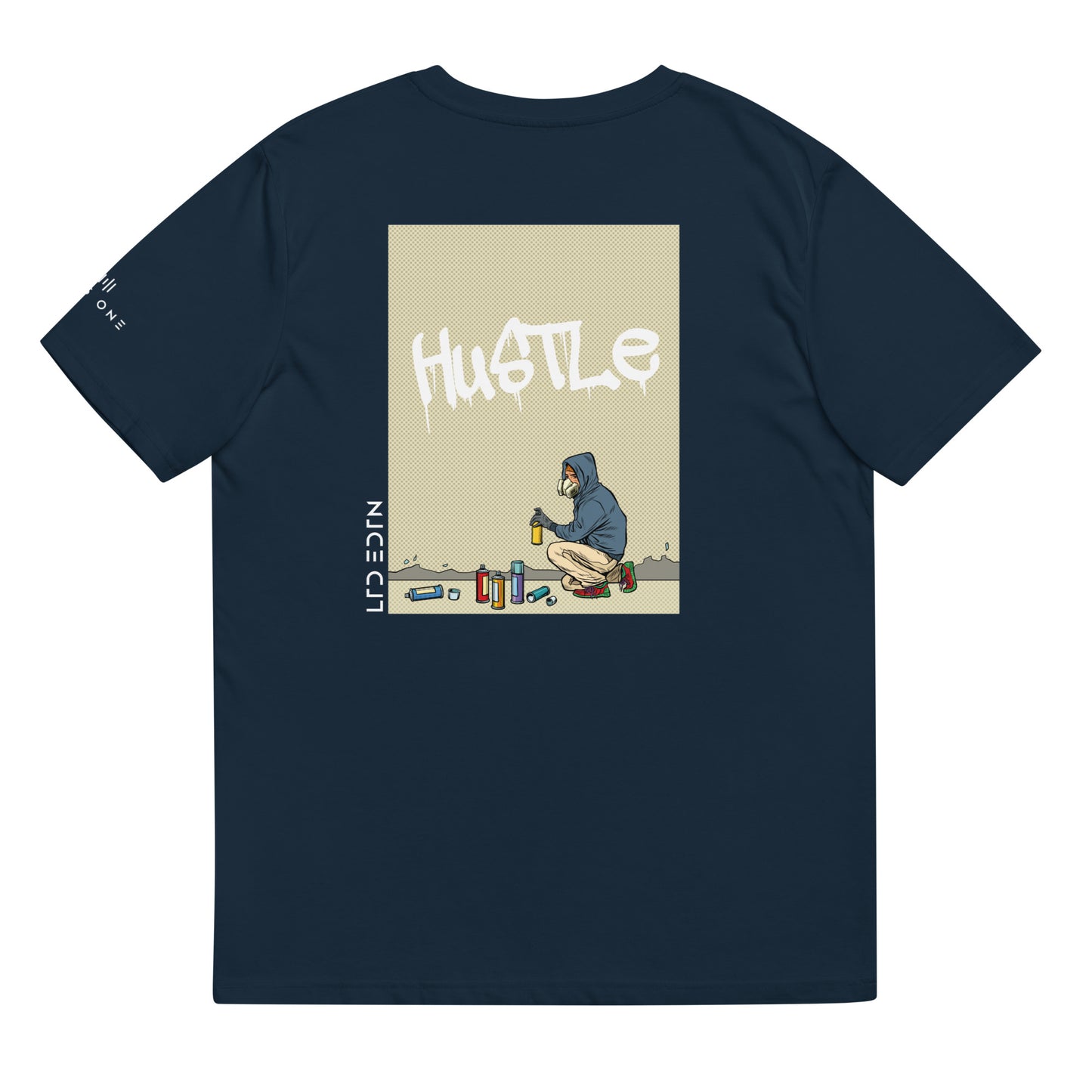 Hustle (v9) Unisex organic cotton t-shirt (White Text)
