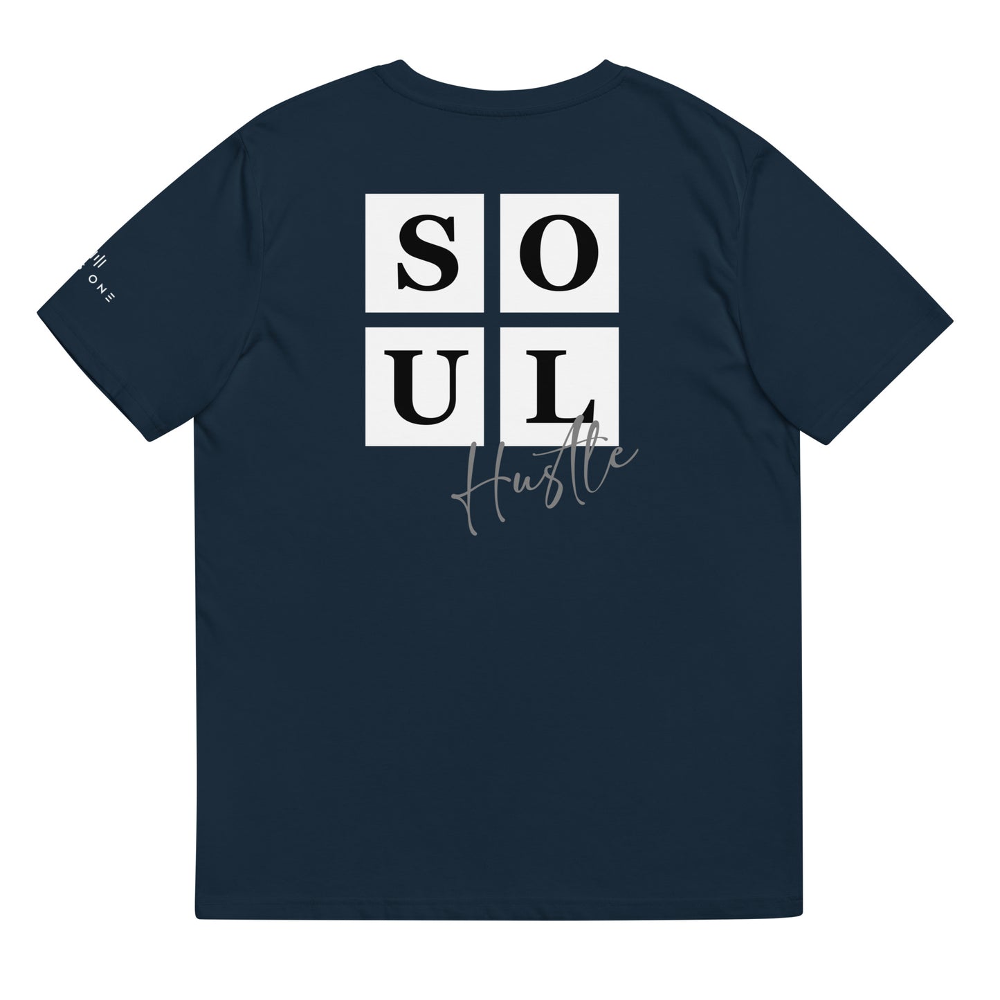Hustle (v7) Unisex organic cotton t-shirt (White Text)
