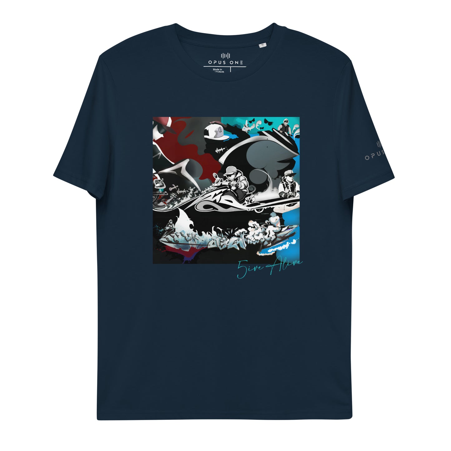 Signature Series (5ive Alive Jet Ski) Unisex organic cotton t-shirt MAIN FRONT PRINT
