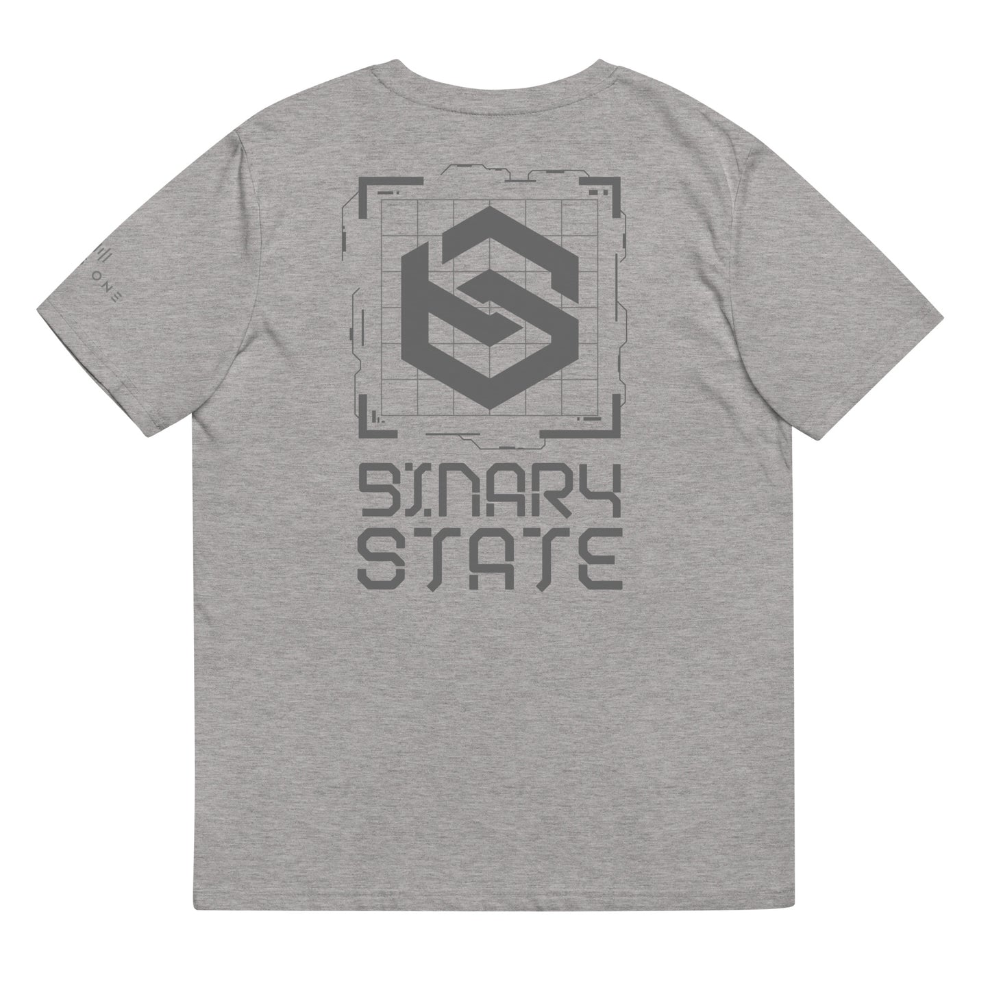 Binary State (v1) Unisex organic cotton t-shirt (Grey Text)