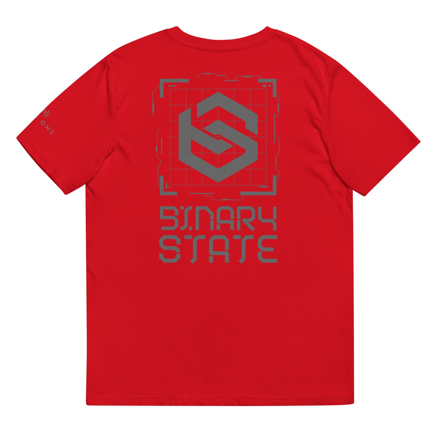Binary State (v1) Unisex organic cotton t-shirt (Grey Text)