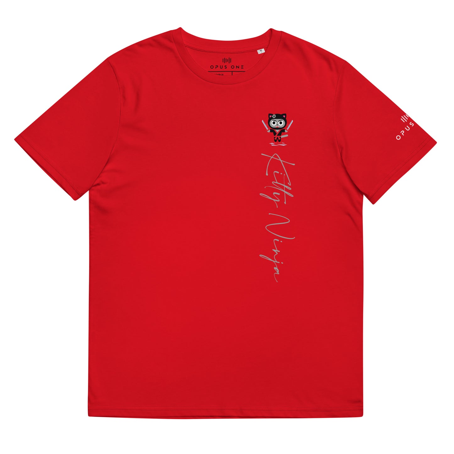 Ltd (Kitty Ninja v2) Unisex organic cotton t-shirt (White Text)