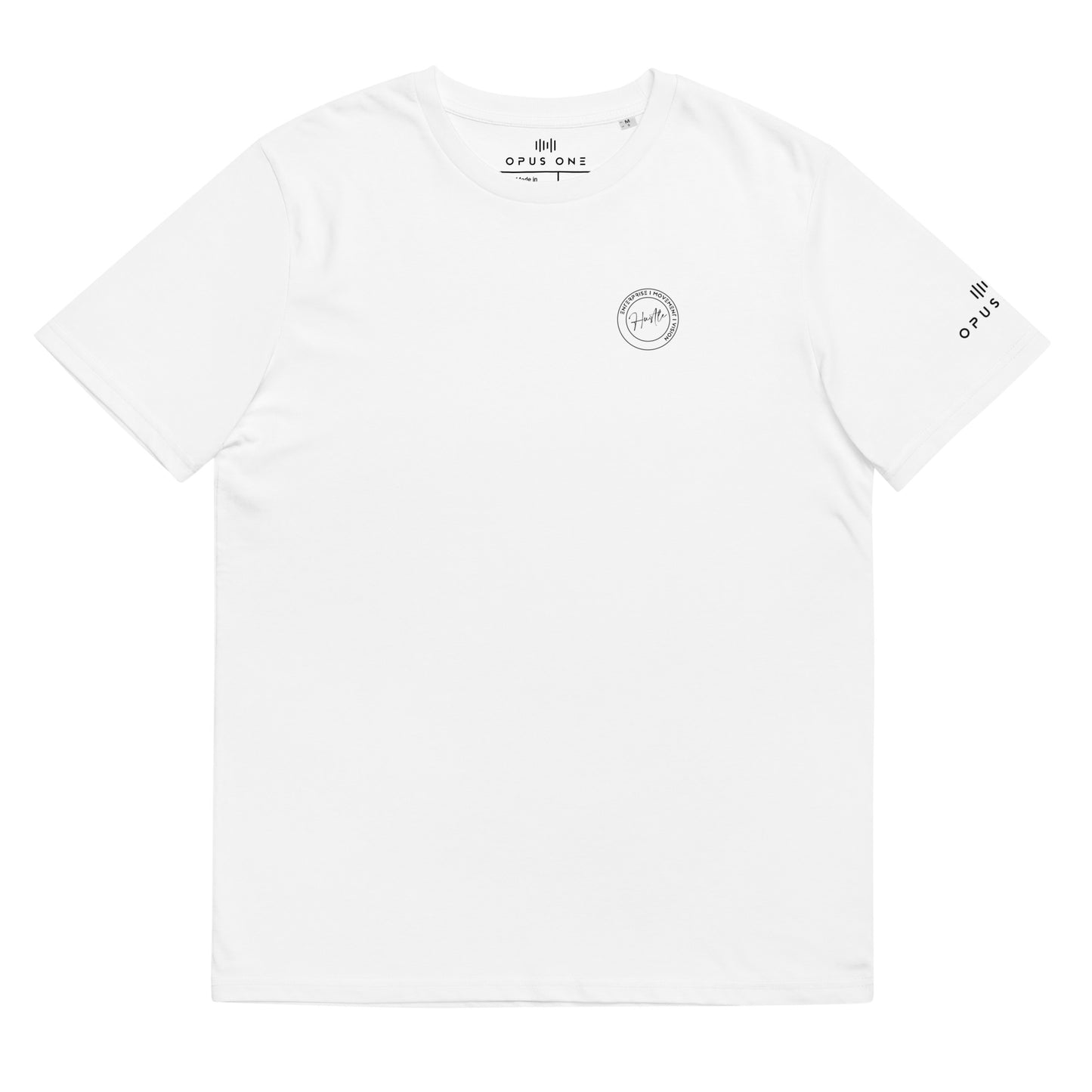 Hustle (v8) Unisex organic cotton t-shirt (Black Text)