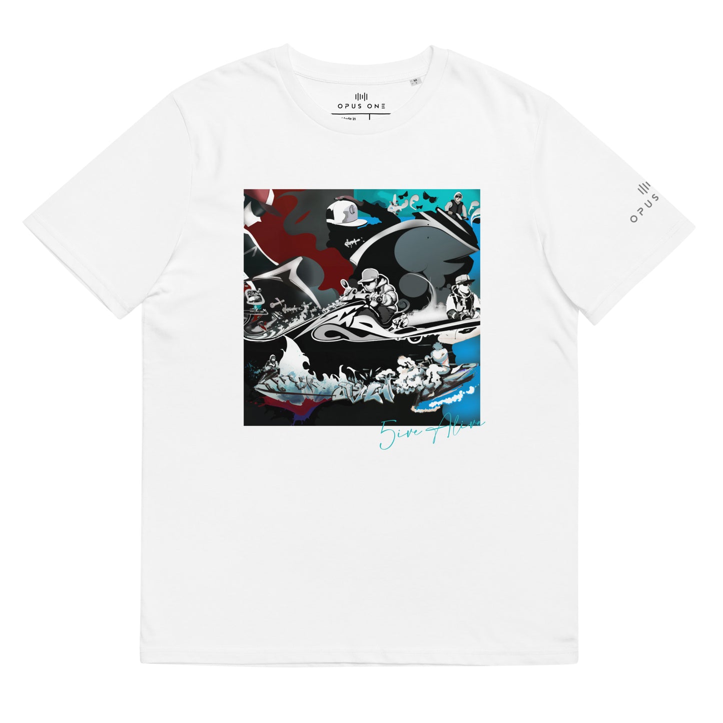 Signature Series (5ive Alive Jet Ski) Unisex organic cotton t-shirt MAIN FRONT PRINT