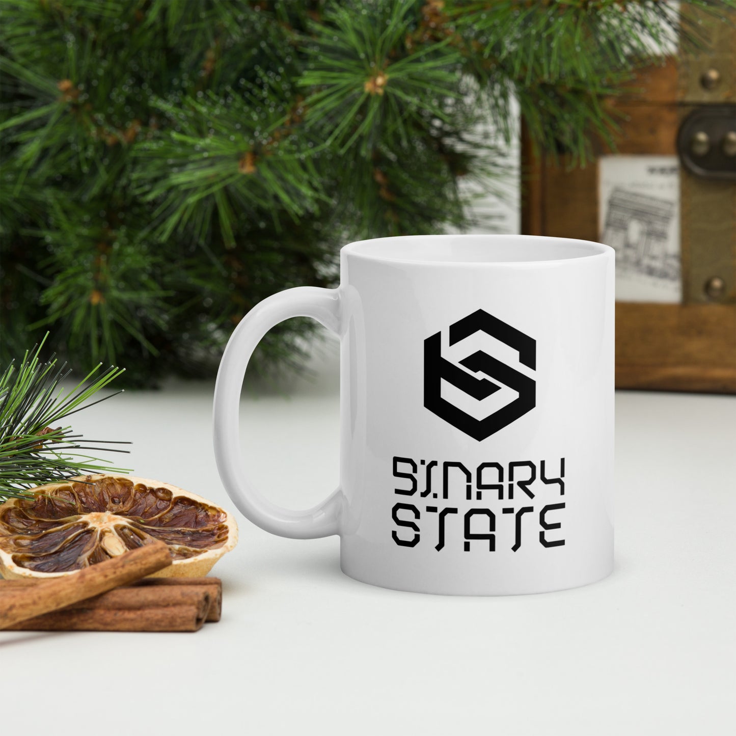 Binary State (v1) White glossy mug