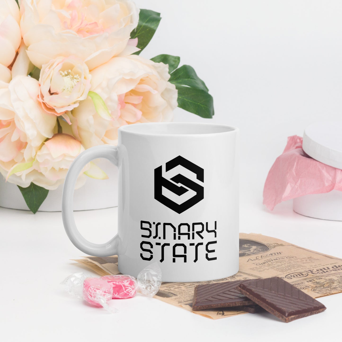 Binary State (v1) White glossy mug