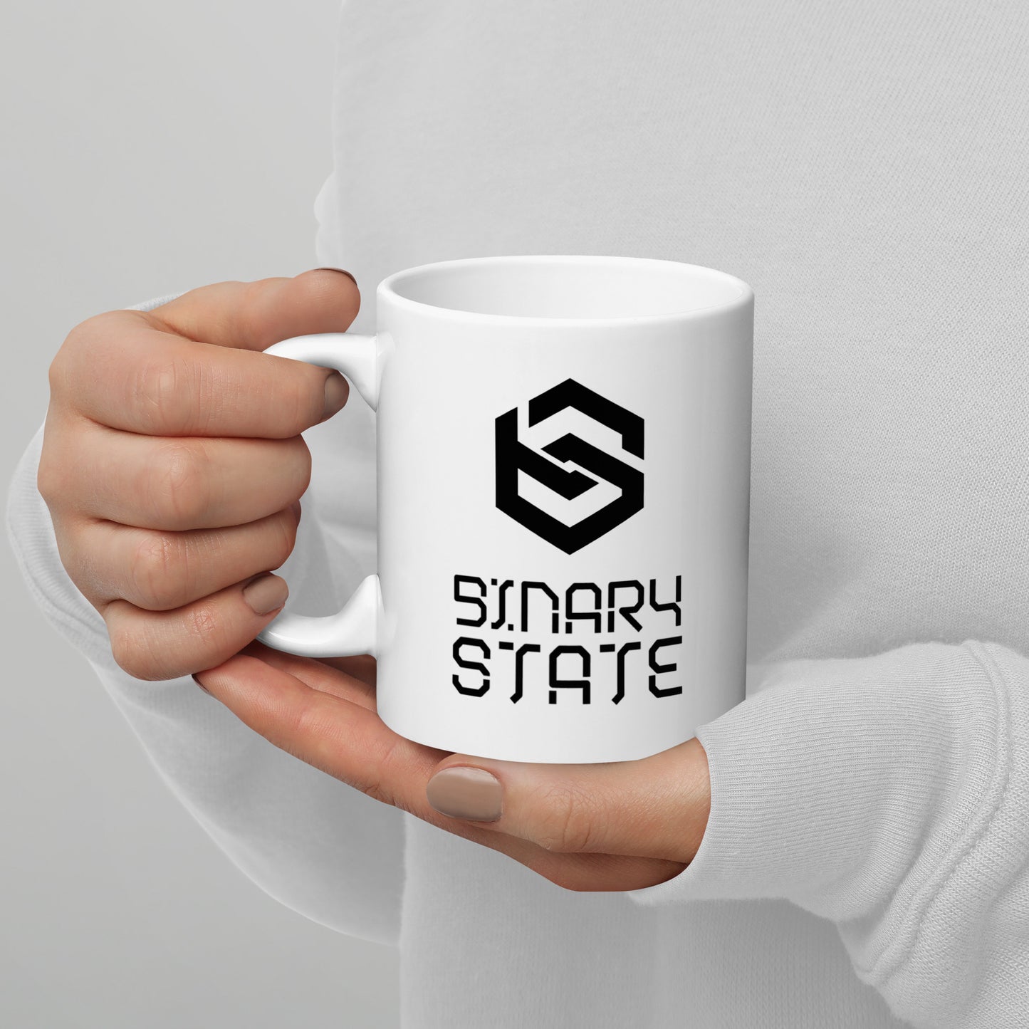 Binary State (v1) White glossy mug