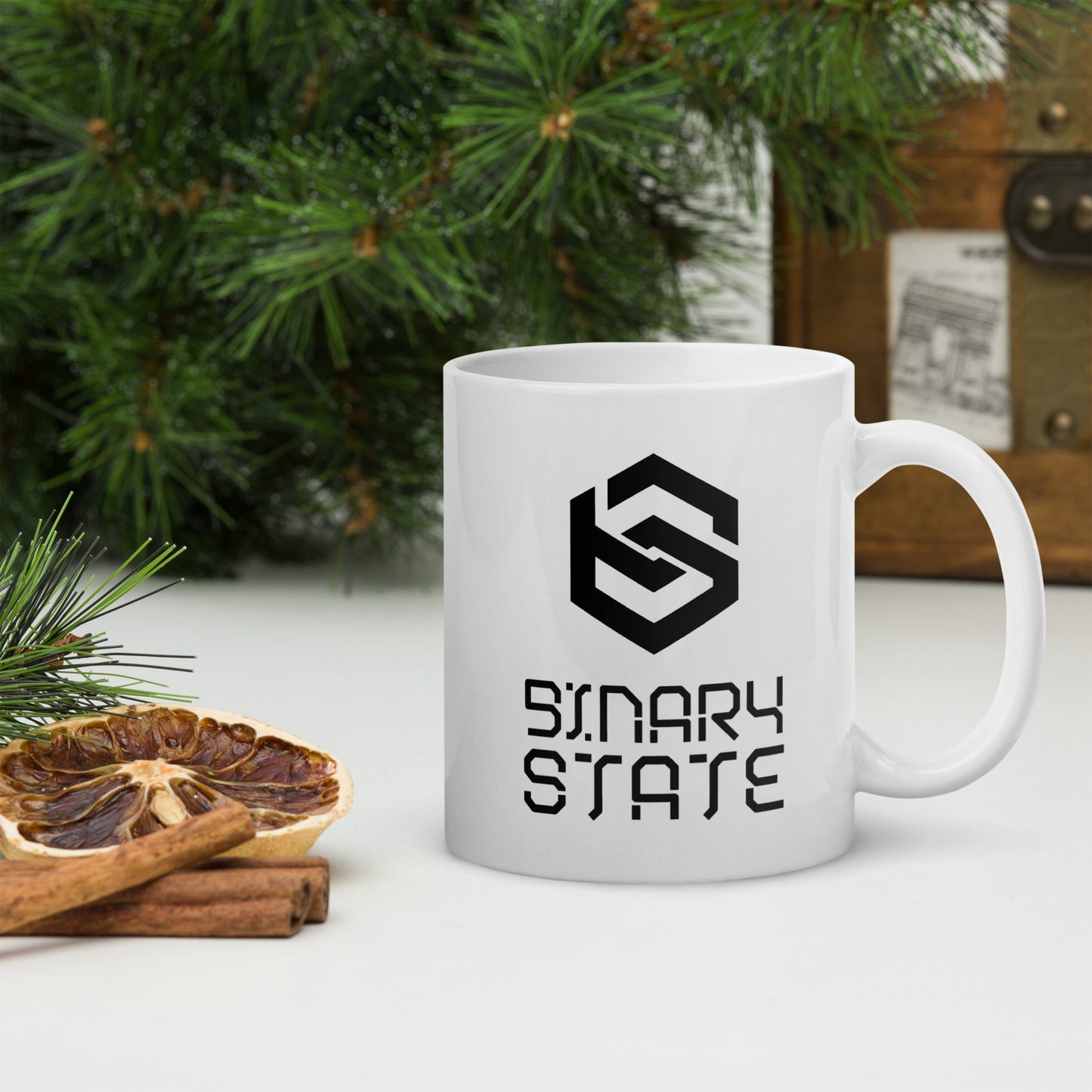Binary State (v1) White glossy mug