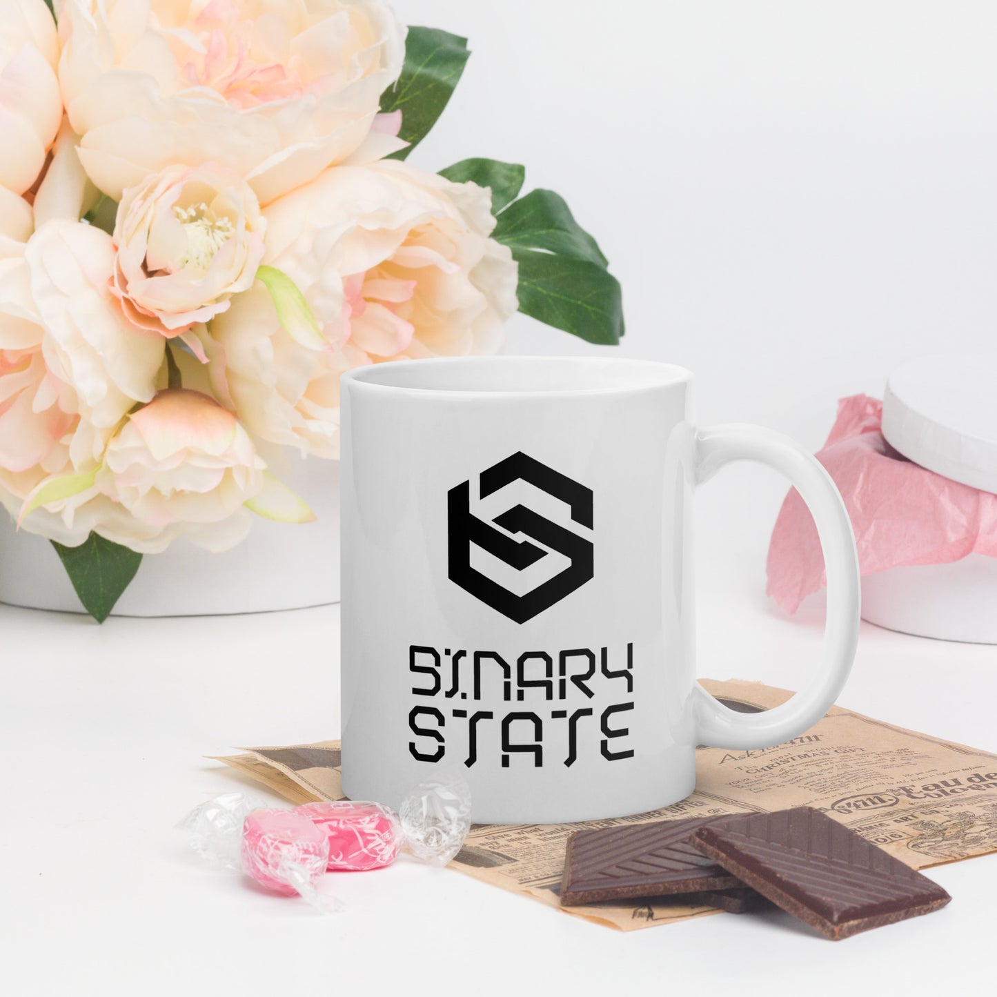 Binary State (v1) White glossy mug
