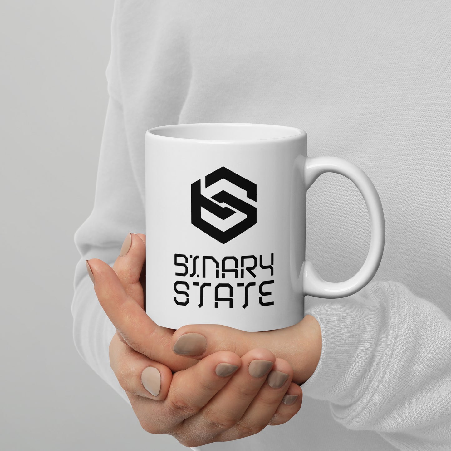 Binary State (v1) White glossy mug