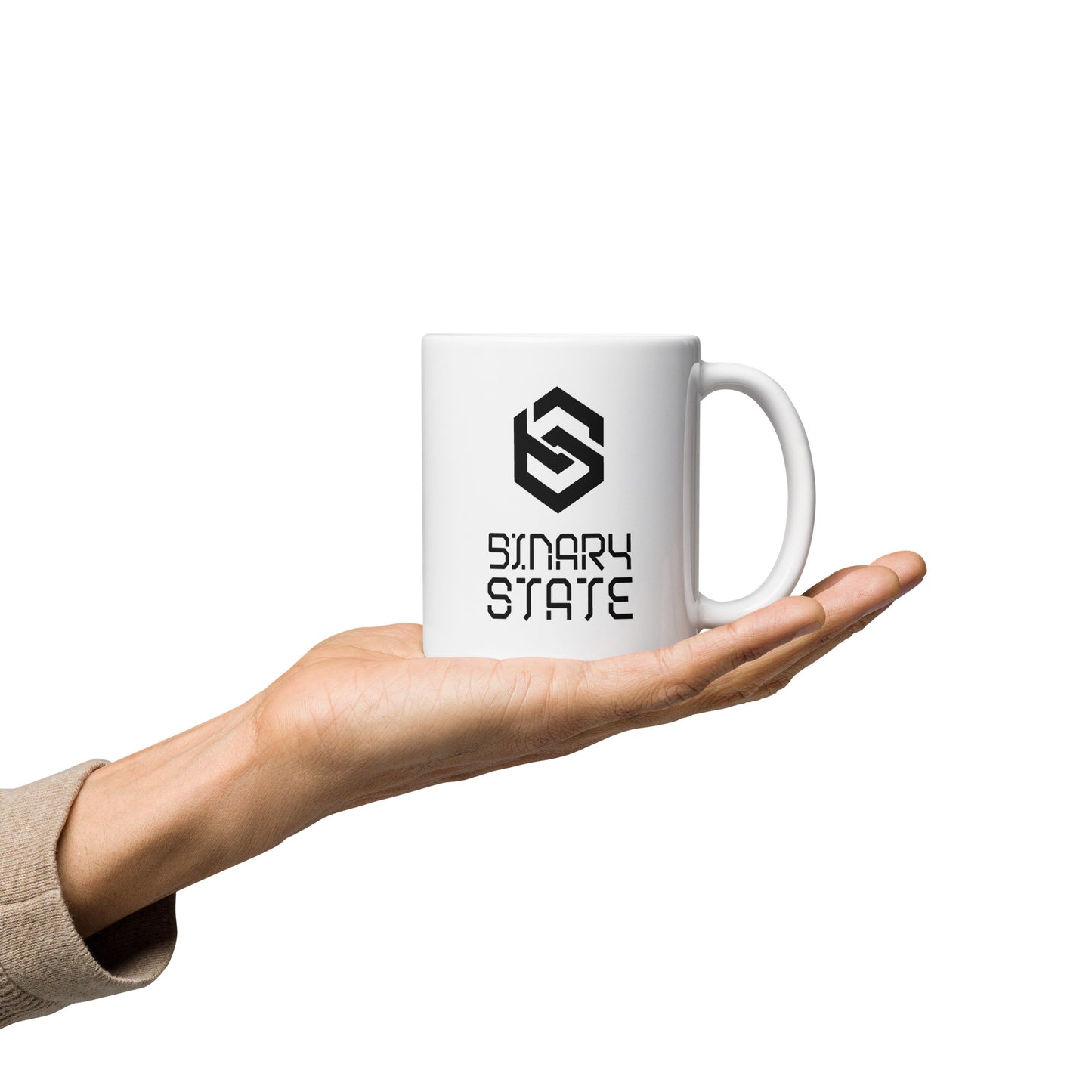 Binary State (v1) White glossy mug