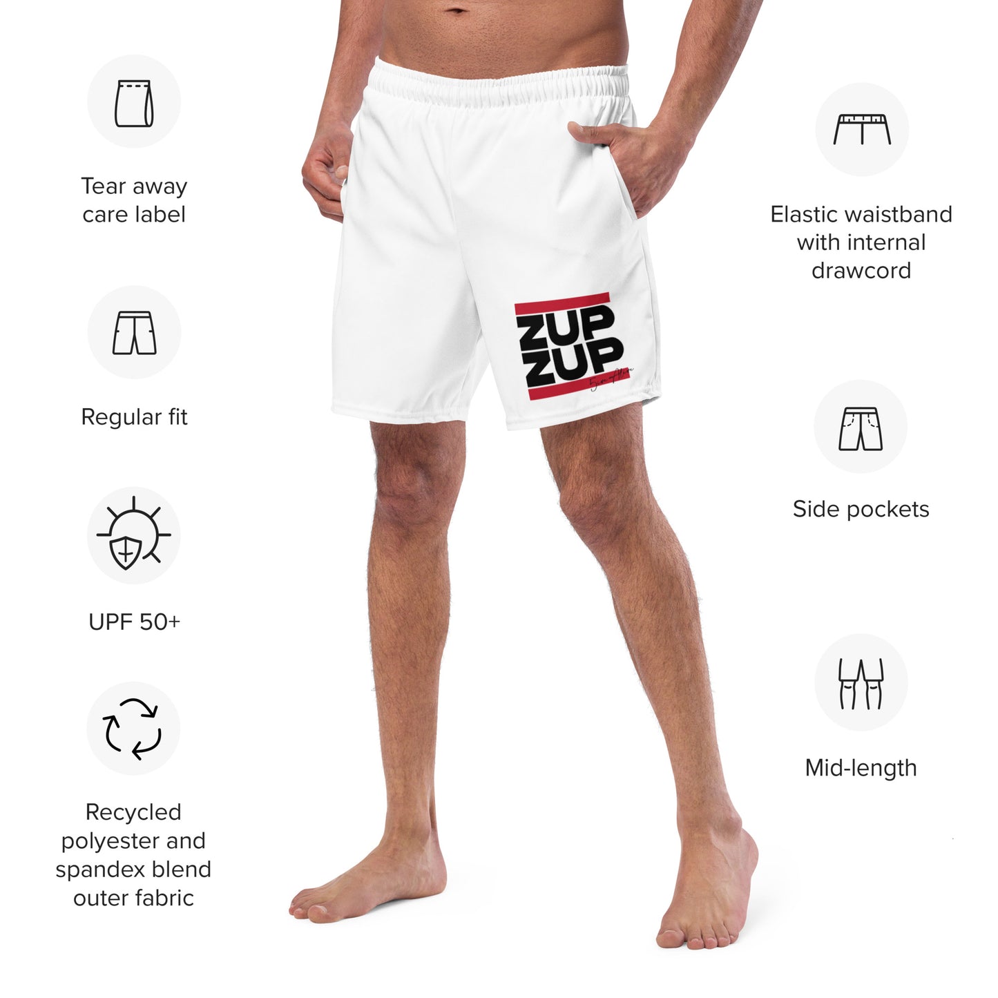 Zup Zup (Black Text) Recycled Swim Trunks