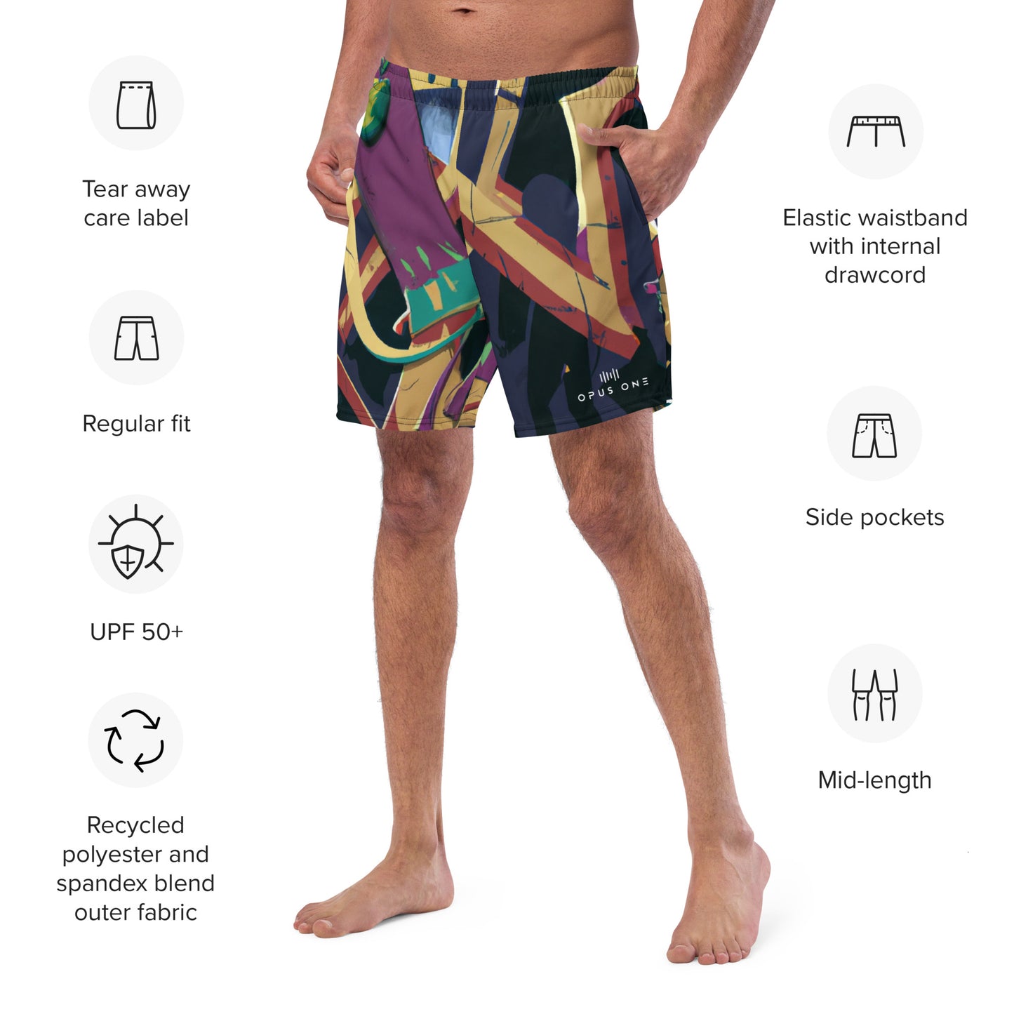 Tribal Man All-Over Print Recycled Swim Trunks