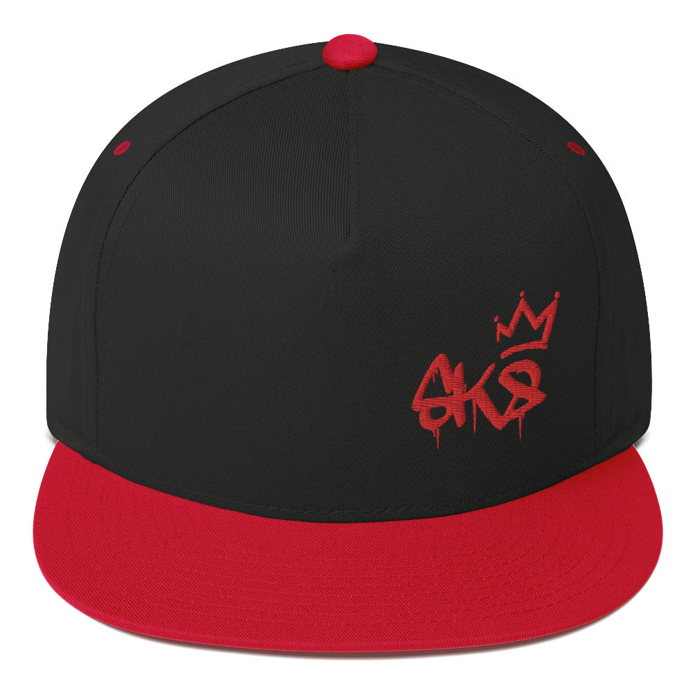 SK8 Logo (v1) Flat Bill Cap (Red Text)