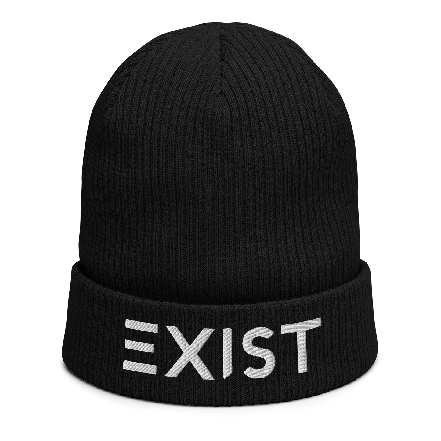 Exist Organic ribbed beanie (White Text)