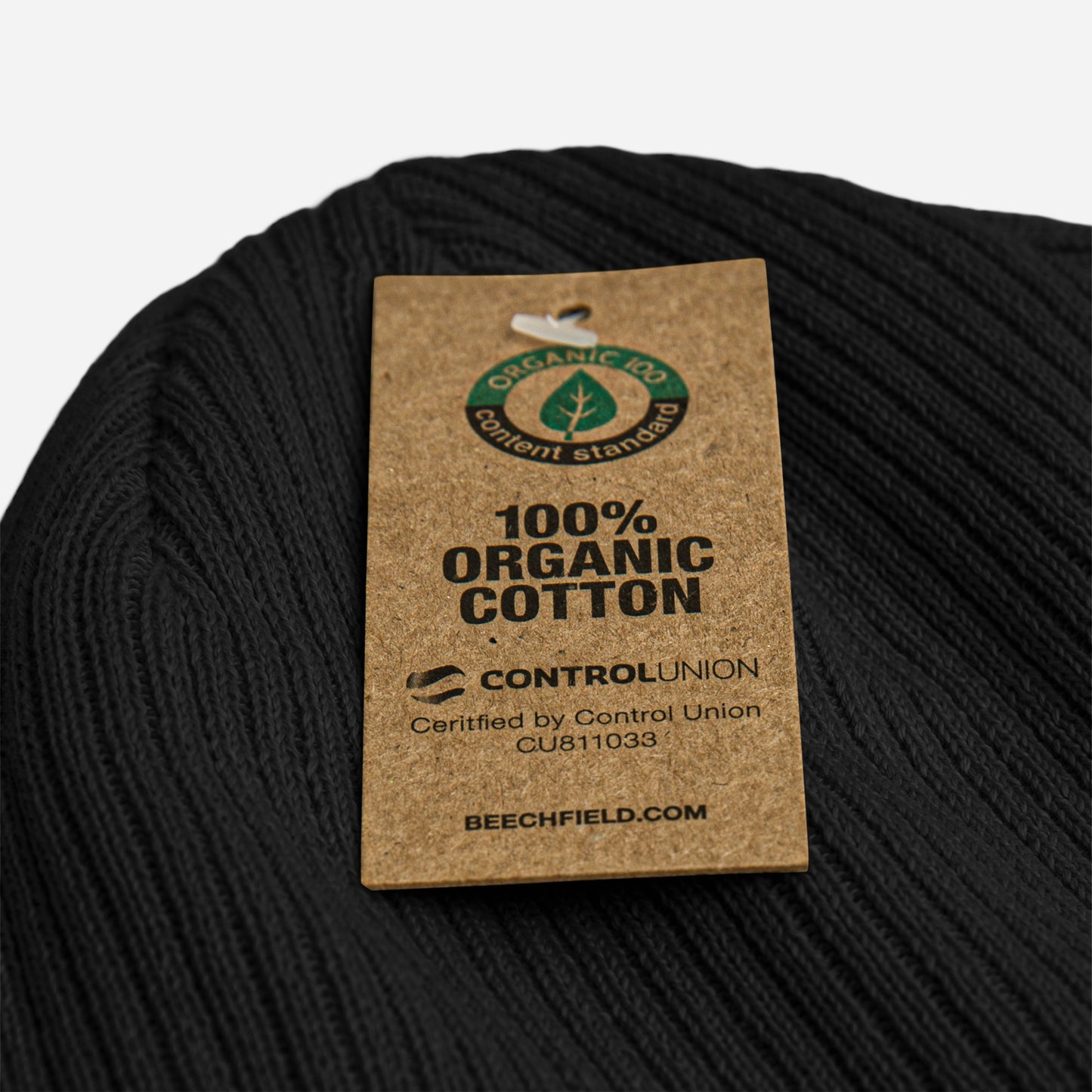 INFLUENTIAL (v1) Organic ribbed beanie (White Text)