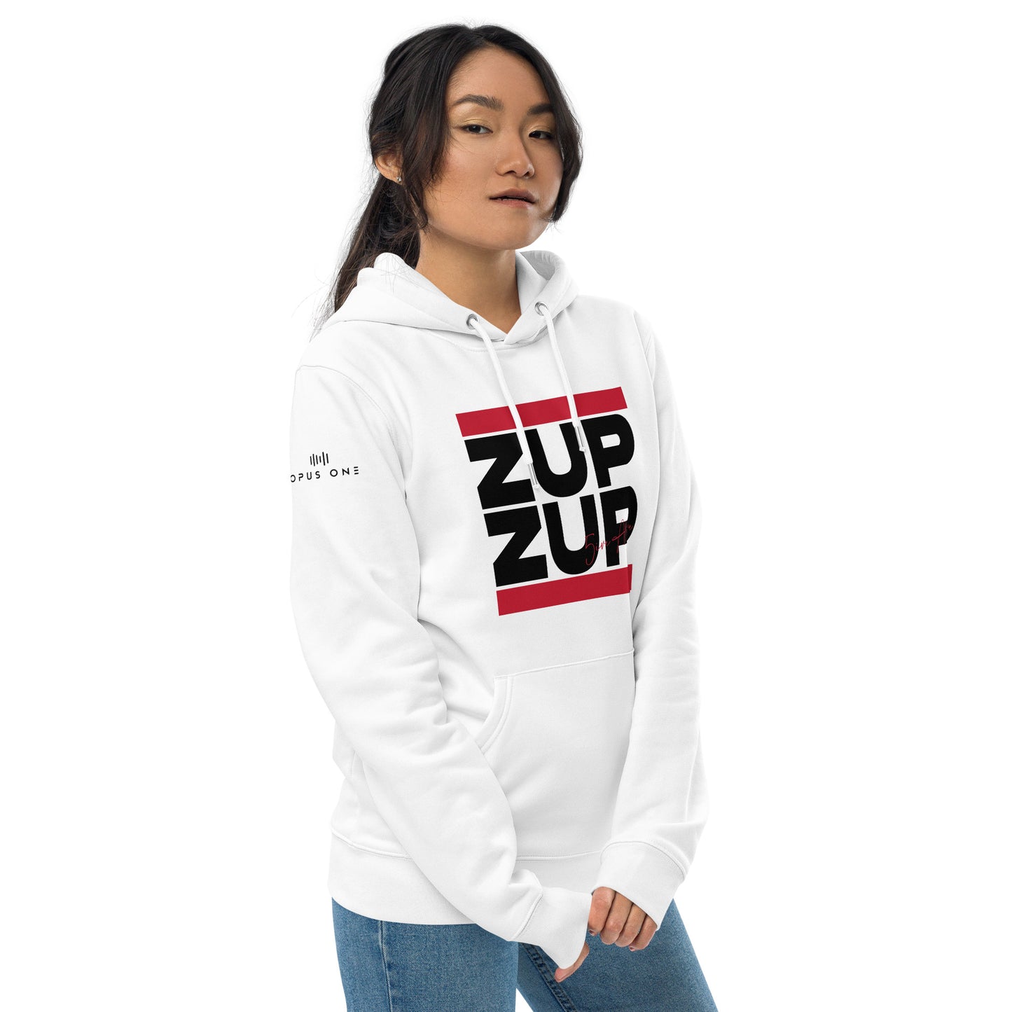Zup Zup Unisex essential eco hoodie (Black Text)
