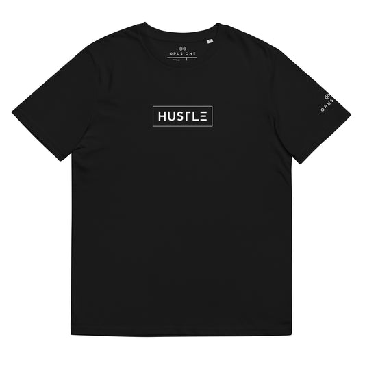 Hustle (v2) Unisex organic cotton t-shirt (White Text)