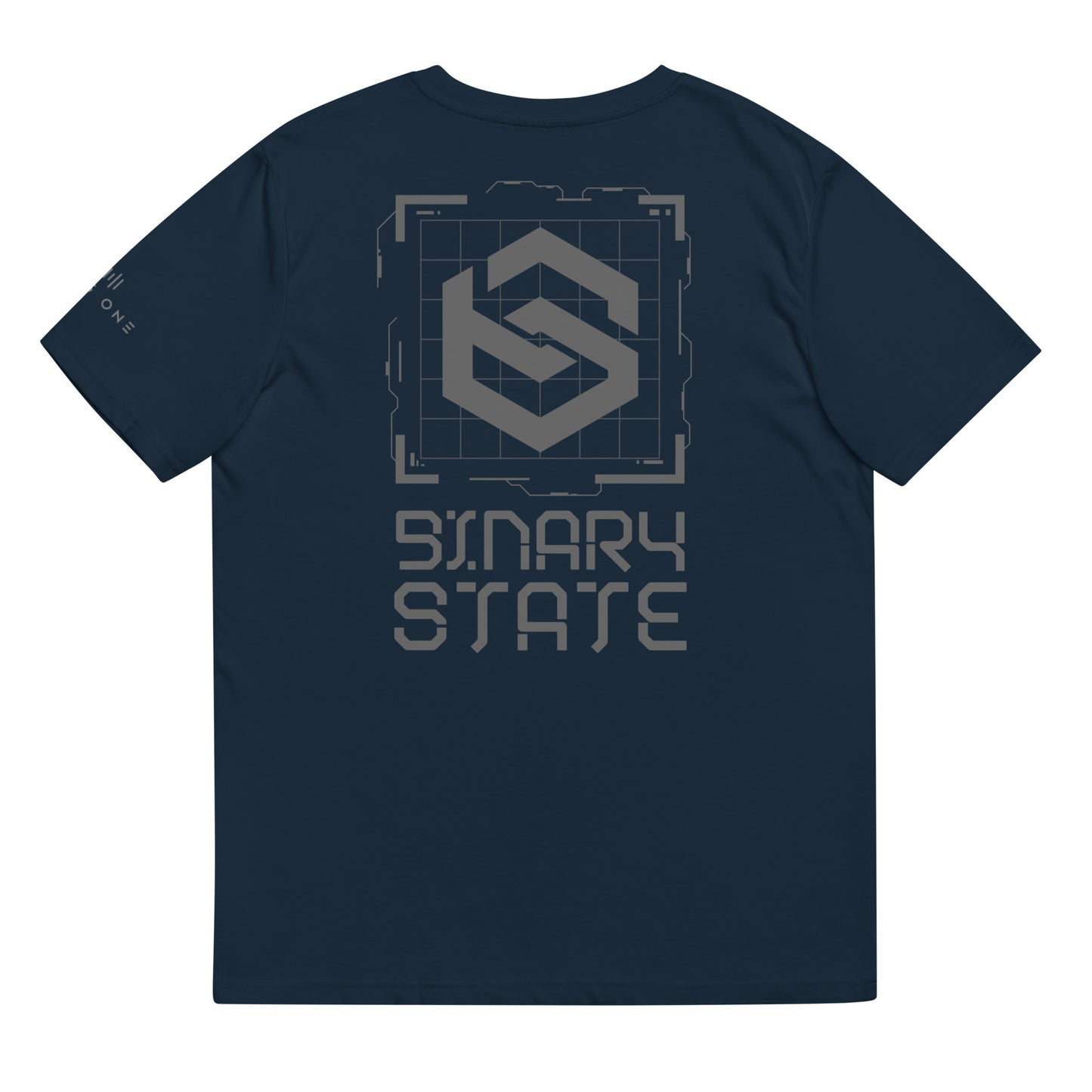 Binary State (v1) Unisex organic cotton t-shirt (Grey Text)