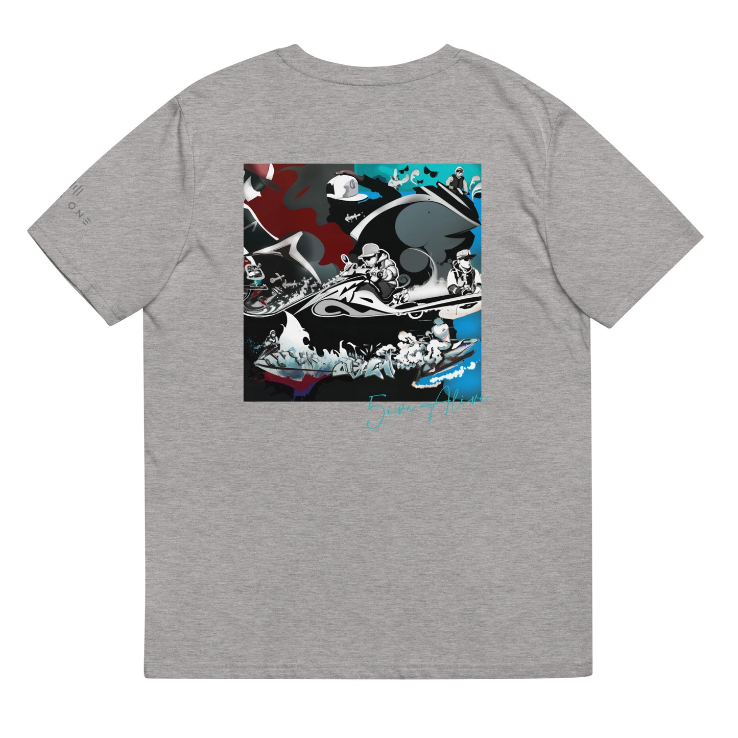 Signature Series (5ive Alive Jet Ski) Unisex organic cotton t-shirt MAIN BACK PRINT